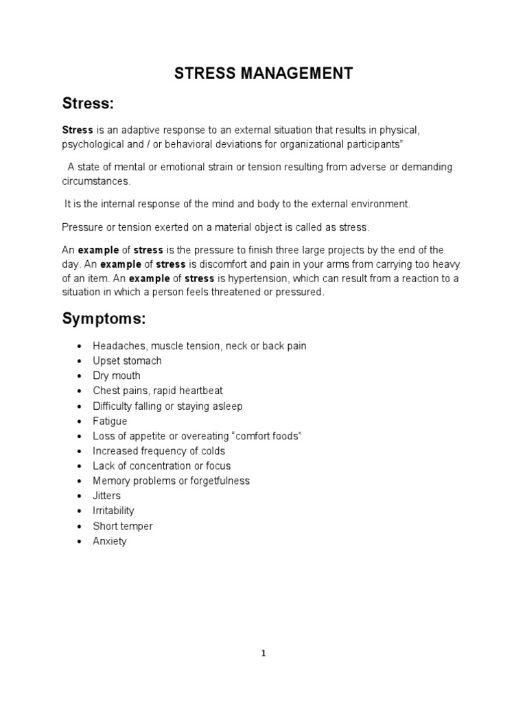 Stress Management-1,2 Units | PDF | Stress (Biology) | Occupational Burnout
