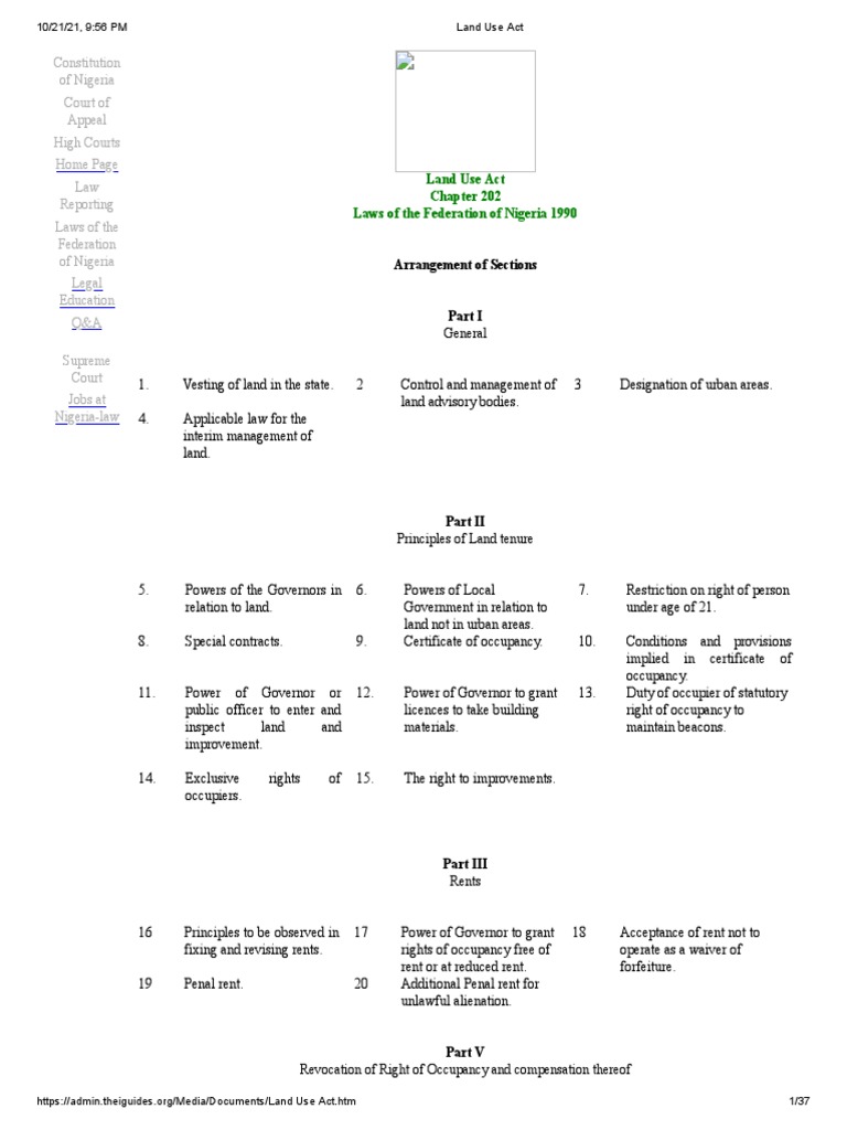 Land Use Act PDF Lease License