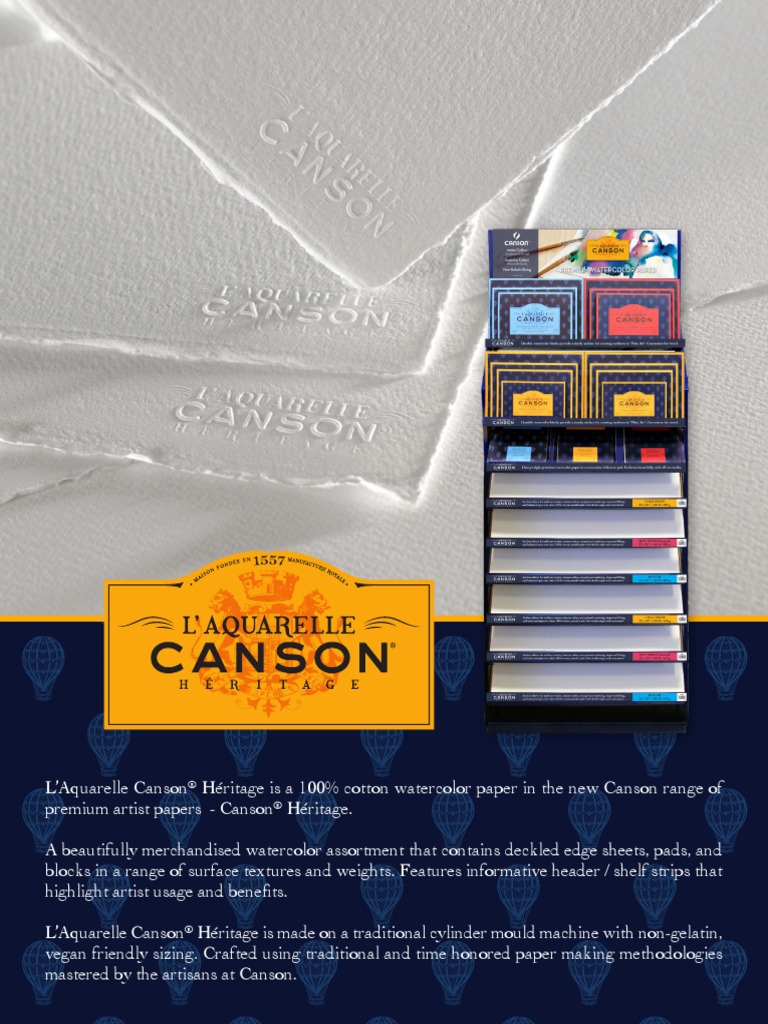 L'Aquarelle Canson Heritage Assortment Sell Sheet PDF List Price