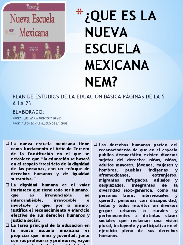 Características de la Nueva Escuela Mexicana | PDF | Plan de estudios ...