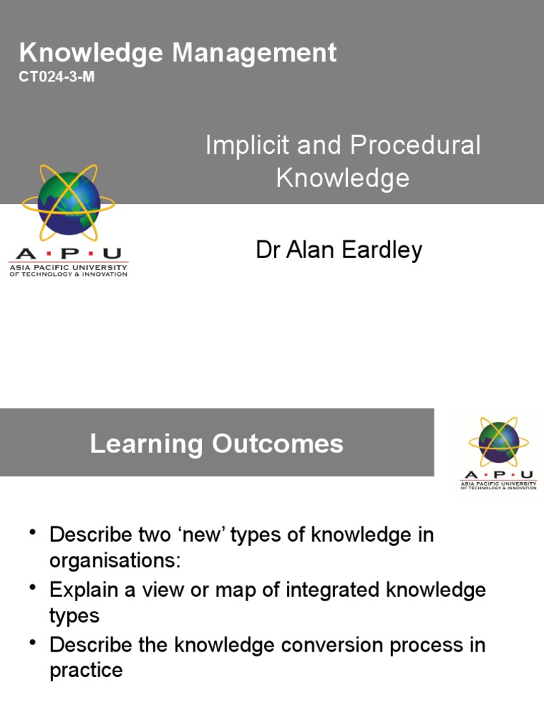 L04 Implicit and Procedural Knowledge | PDF | Tacit Knowledge ...