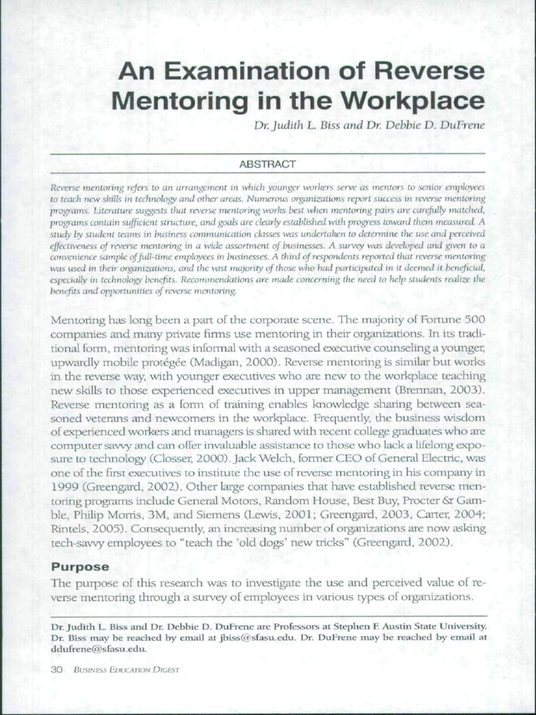An Examination of Reverse Mentoring in The Workplace | PDF | Mentorship ...