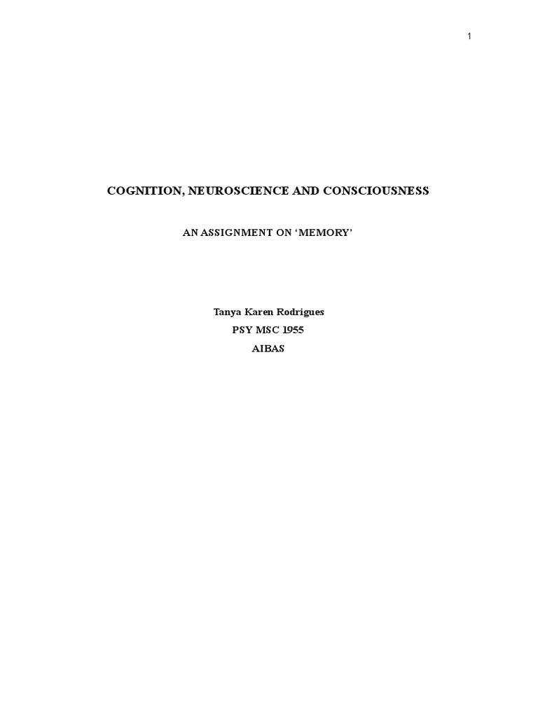 An Assignment On Memory | Download Free PDF | Memory | Recall (Memory)