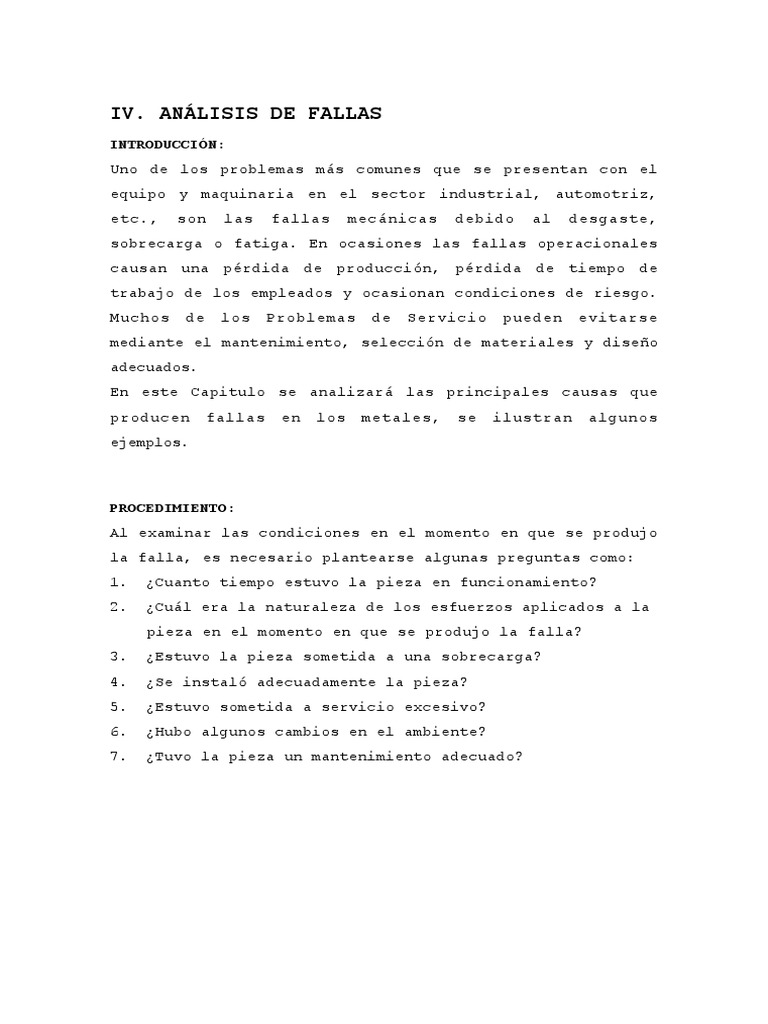 Análisis De Fallas Pdf Fractura Fatiga Material