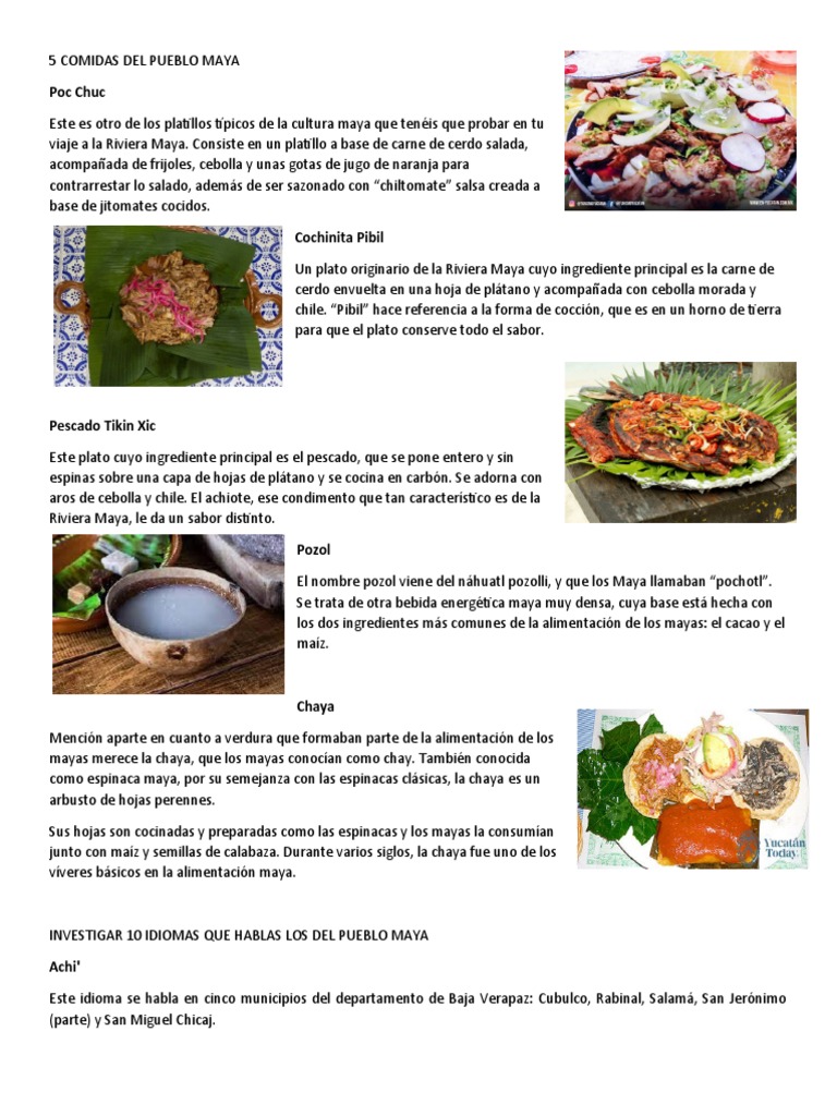 5 Platillos Típicos de la Cultura Maya | PDF | Cocinando | Cocina de ...