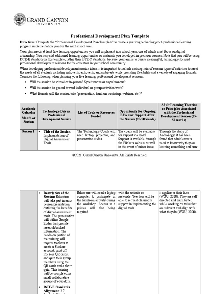 Ornt Tec 595 Professional Development Plan | PDF | Teachers | Learning