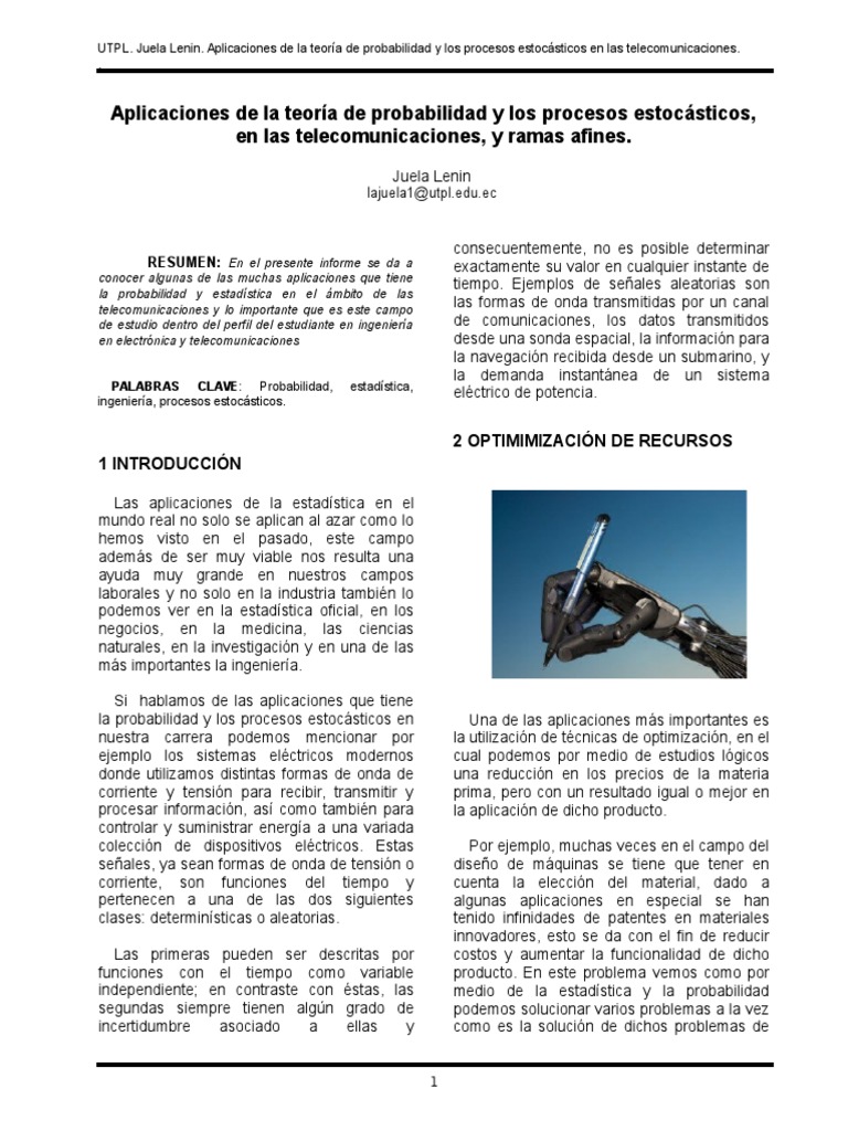 Aplicaciones de La Probabilidad | PDF | Estocástico | Probabilidad