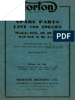 Norton Motorcycle Parts List Manual 1961-62
