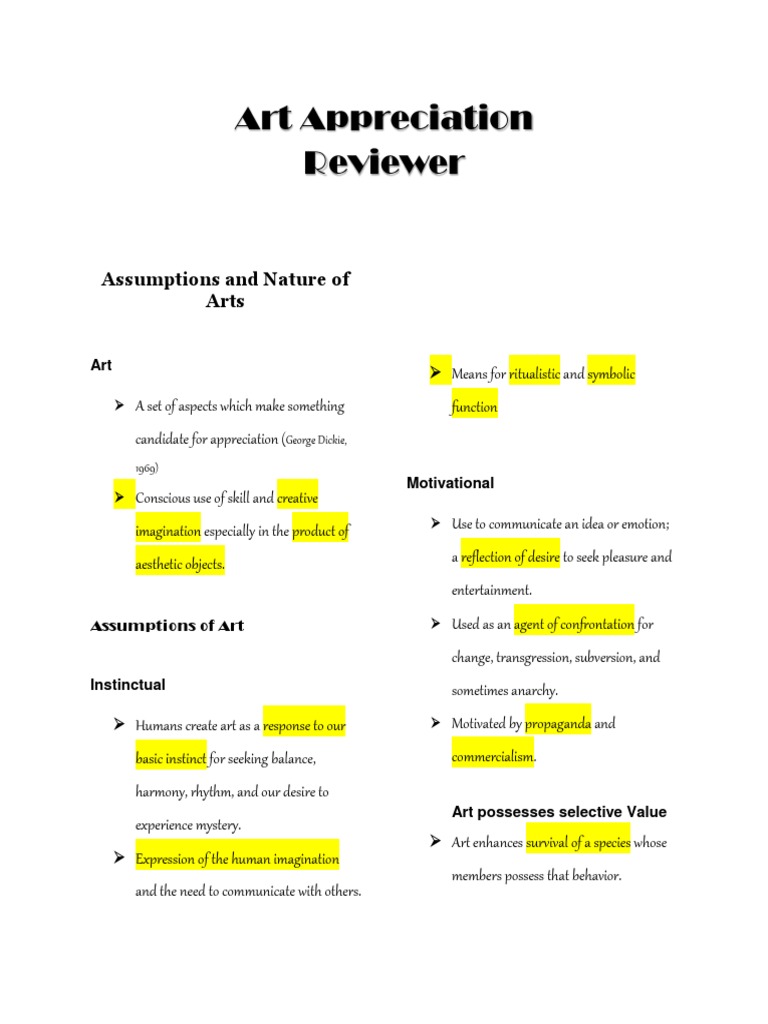 Art App Prelims PDF The Arts Aesthetics