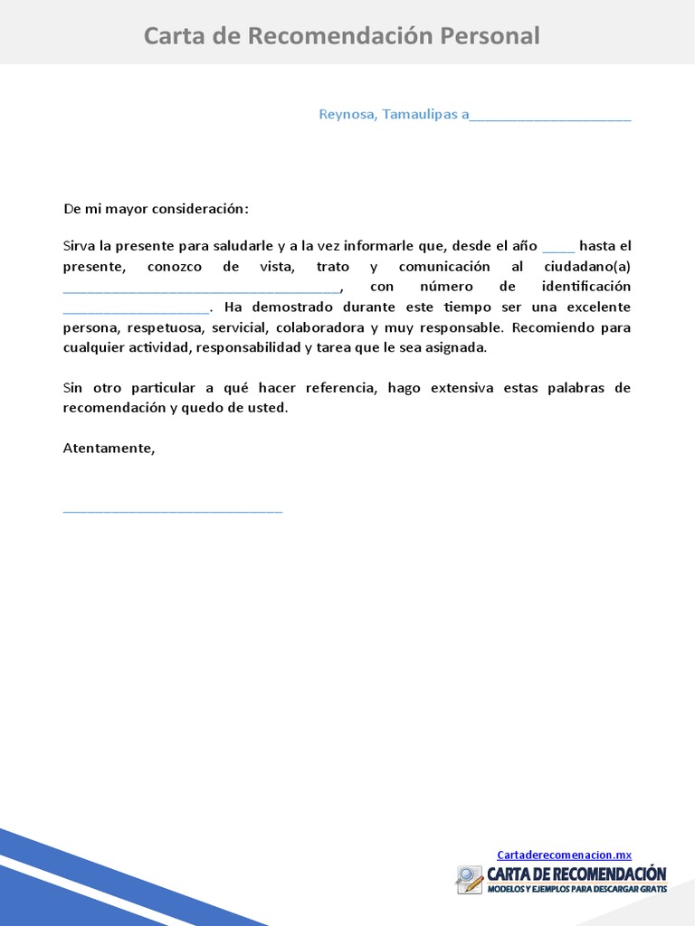 Carta de Recomendacion Personal | PDF