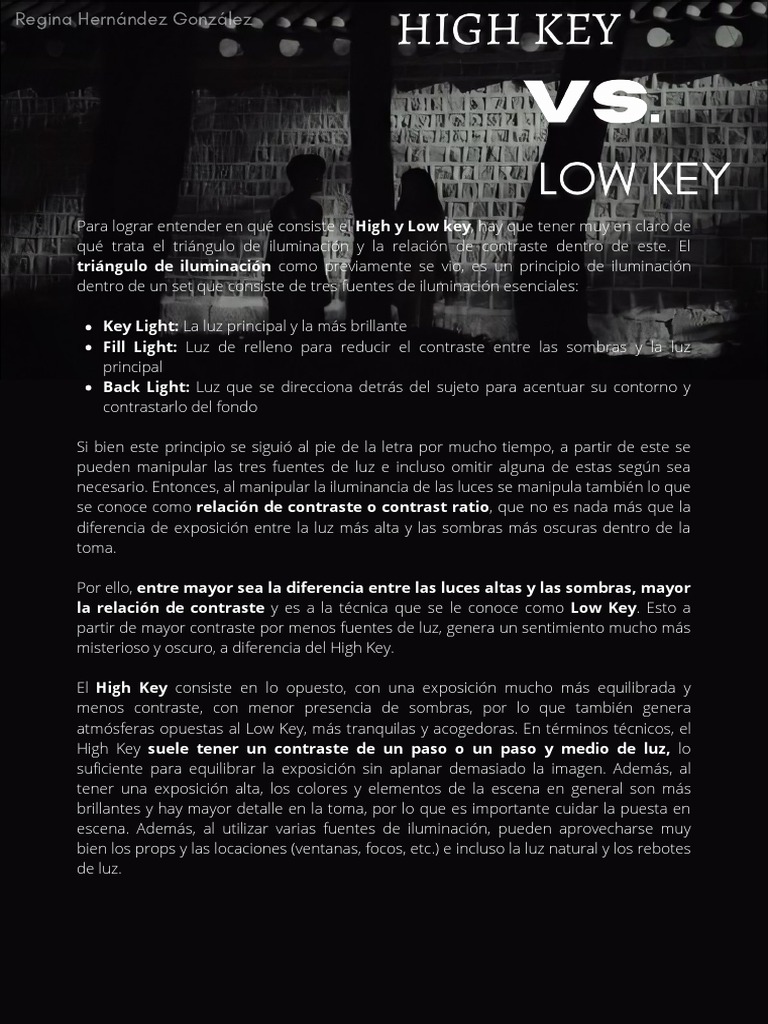 Iluminación: High Key vs Low Key | PDF | Ligero | Sombra
