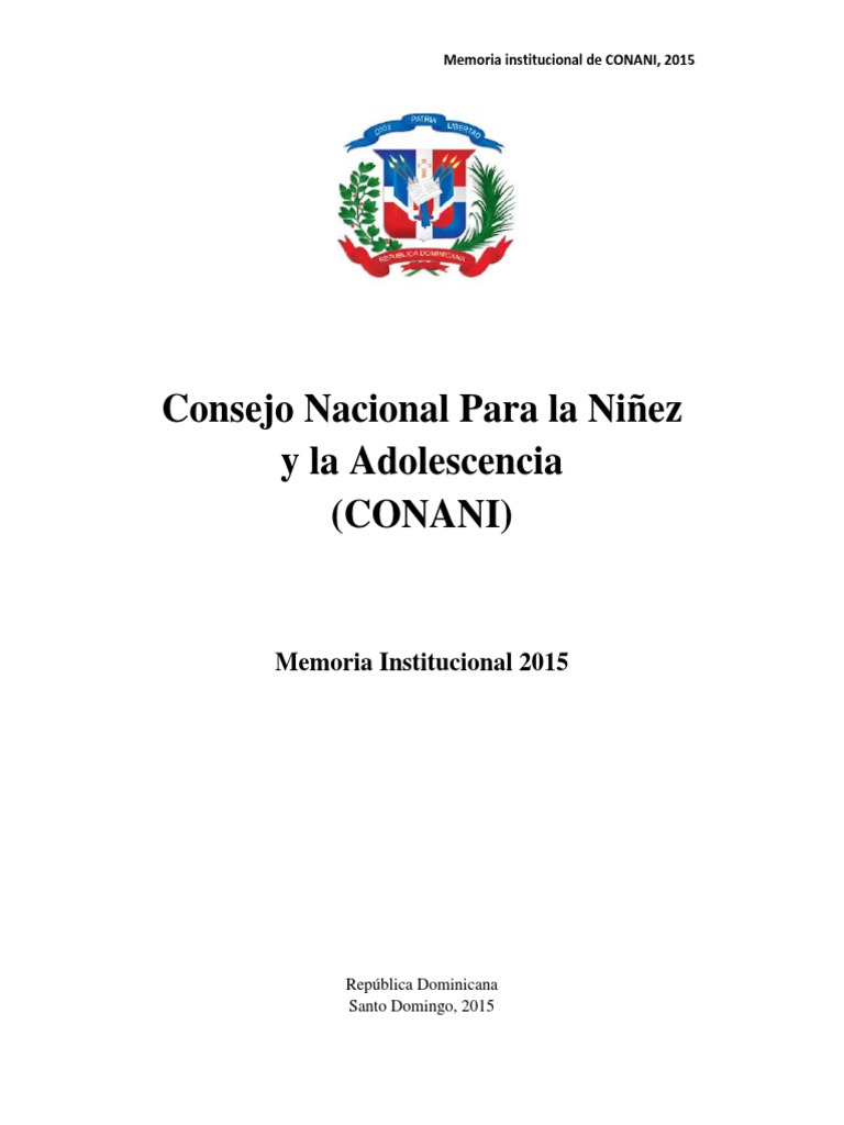 2015 Memoria Institucional Consejo Nacional para La Niñez y La Adolescencia  | PDF | Adopción | República Dominicana