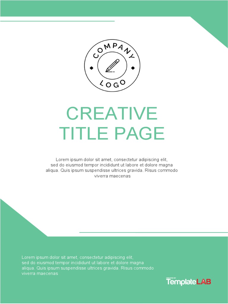 Creative Title Page Template - TemplateLab.com | PDF