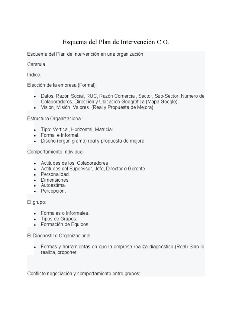 Plan de Intervención Organizacional | PDF | Business | Psicología ...
