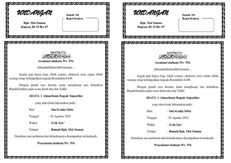 Undangan Haul | PDF