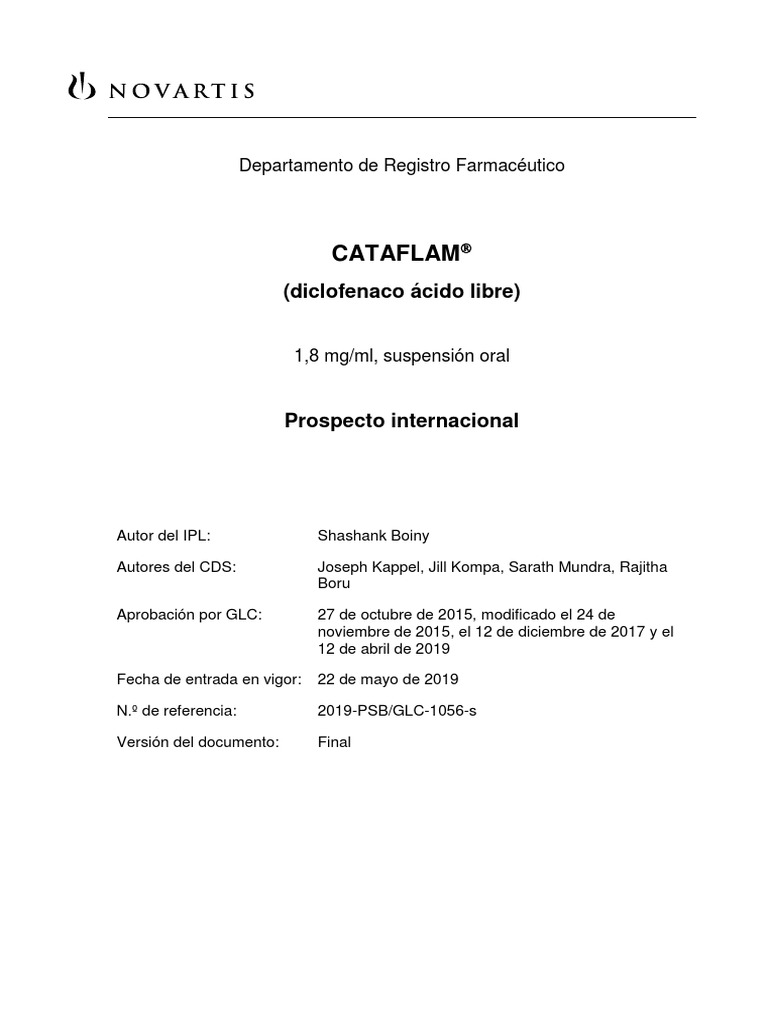Cataflam 1.8mg-mL Suspensión Oral CAC RD | PDF | Droga anti ...