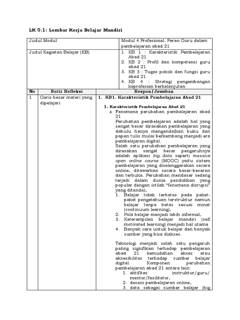 Mengembangkan Keterampilan Abad 21 Melalui Peran Guru Sebagai