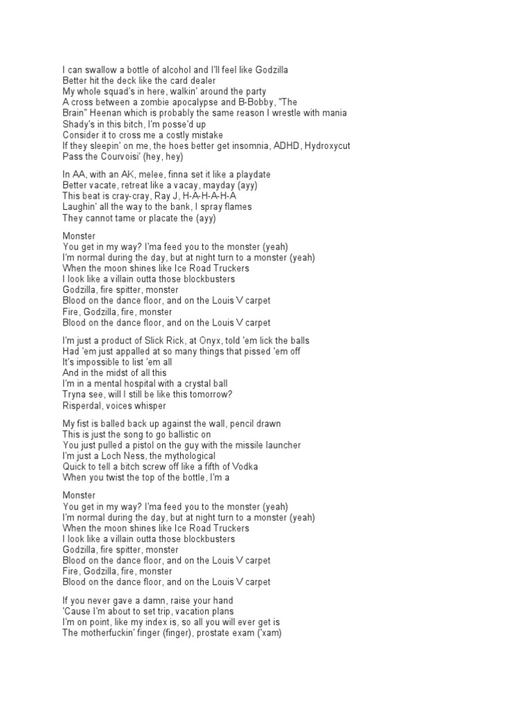 Godzilla - Eminem - Lyrics | PDF