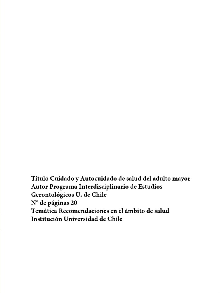 Cuidado y Autocuidado de Salud Del Adulto Mayor | PDF | Diabetes | Vejez