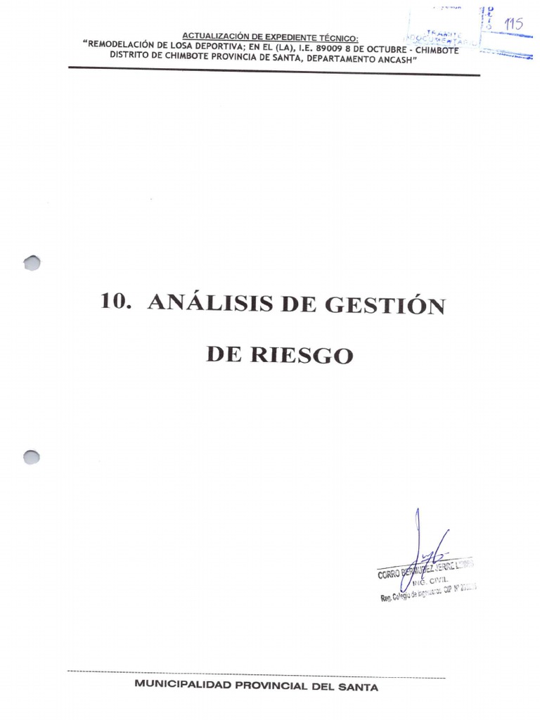 Analisis De Gestion De Riesgo Pdf