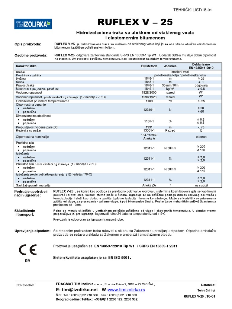 RUFLEX V-25 (Tehnički List) | PDF