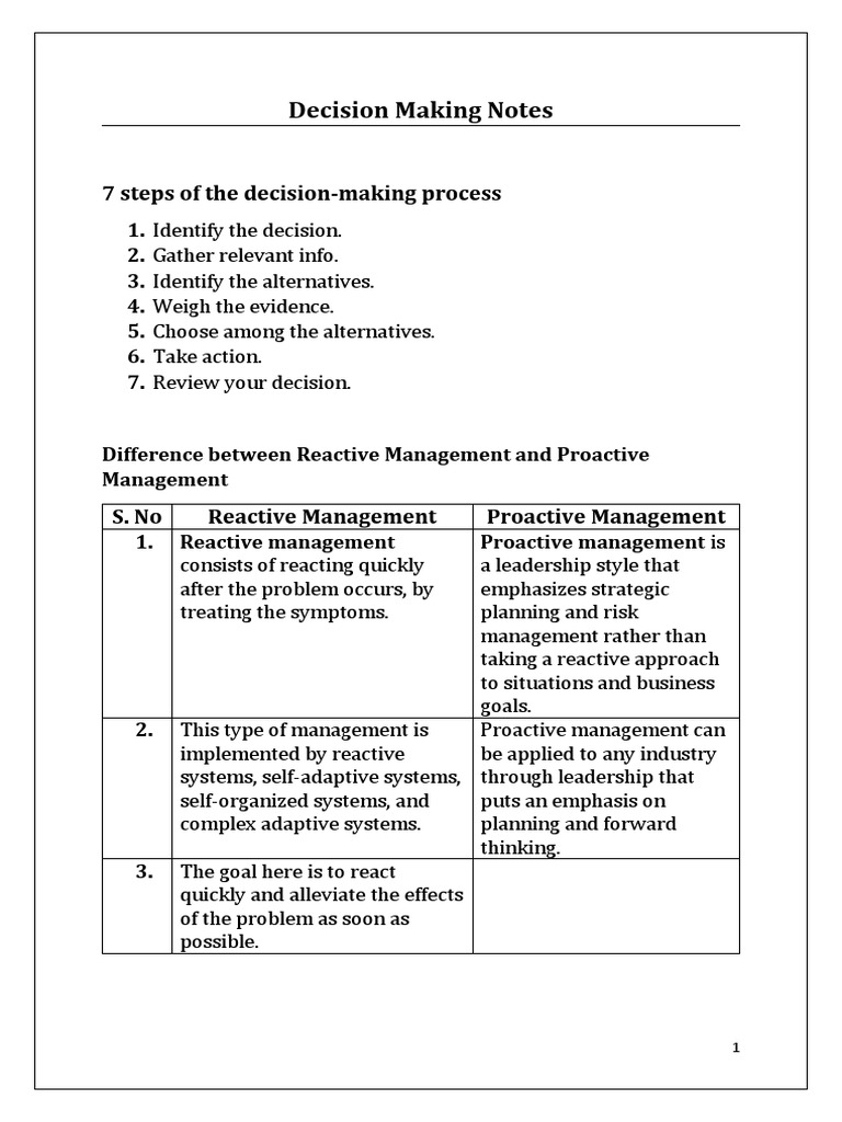 Decision Making Notes | PDF | Decision Making | Cognition
