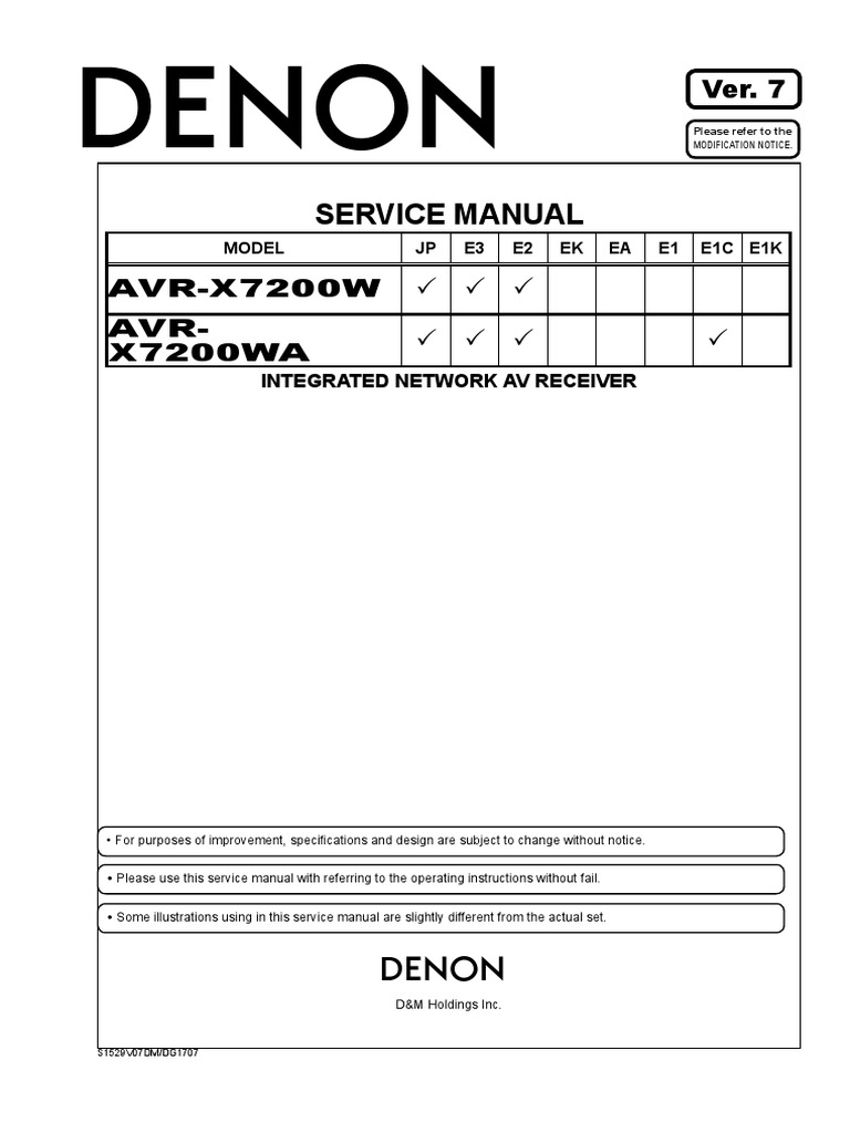 AVR-X7200W, AVR-X7200WA (v.7) (SM) | PDF | Wi Fi | Insulator (Electricity)