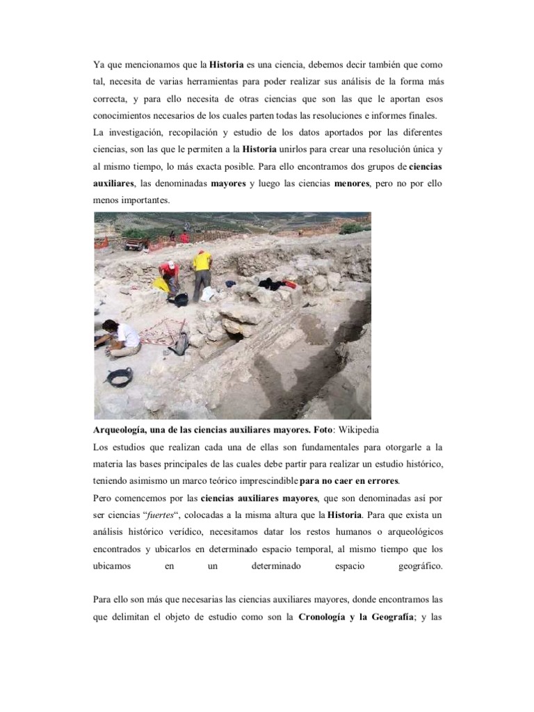 Ciencias Auxiliares de La Historia Arqueología Ciencia