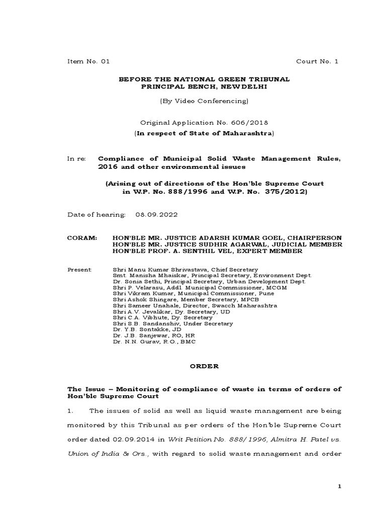 NGT 606 - 2018 Maharashtra MSW Rs.12000 Crore Pg35 Pt46 | PDF | Waste ...