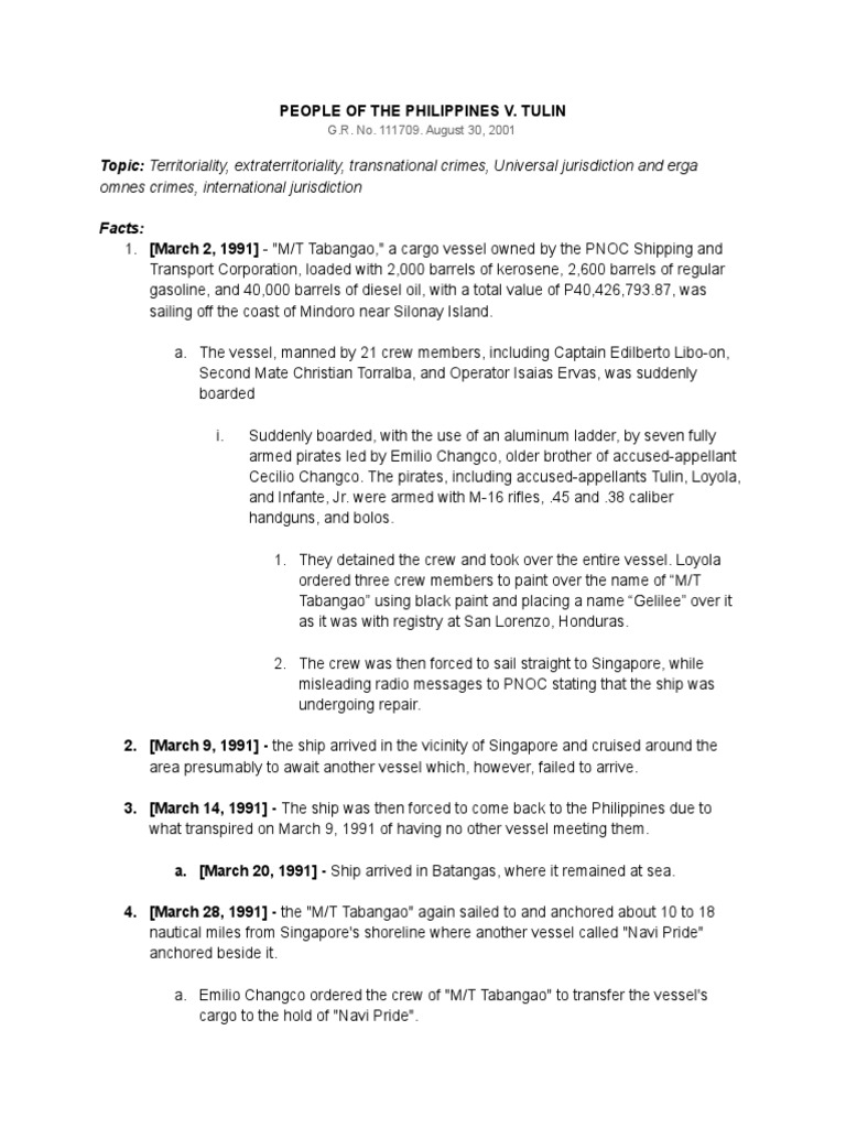  case digest people of the philippines v tulin pdf piracy common law