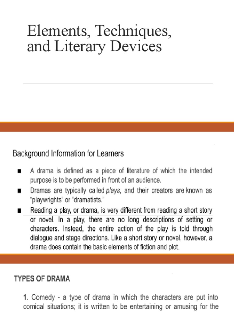 Elements, Techniques, and Literary Devices in | PDF
