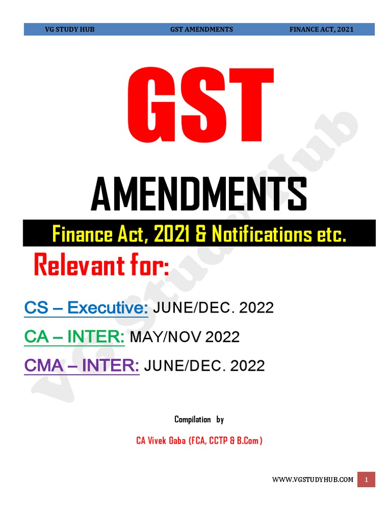 GST Amendments For June 22 Students by CA Vivek Gaba PDF Public