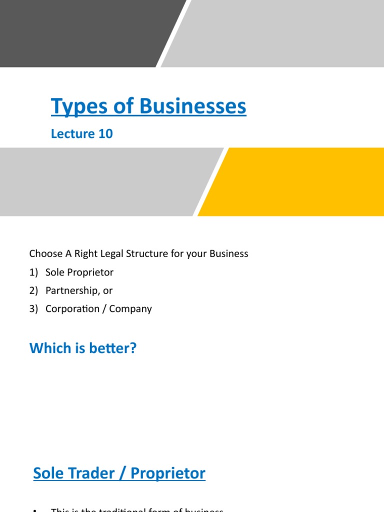 L10Types of Businesses PDF Business Sole Proprietorship