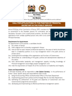 Advertisement for the position of Principal Secretary in the public service