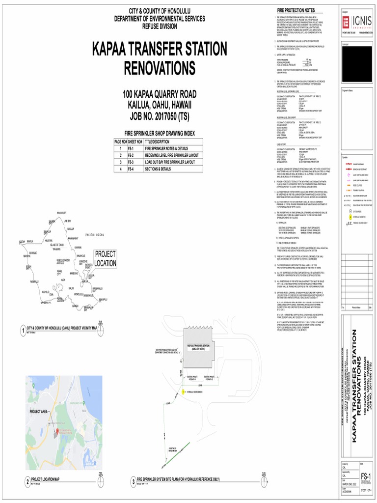 Kapaa Transfer Station Fire Sprinkler System Shop Drawings 15300 03