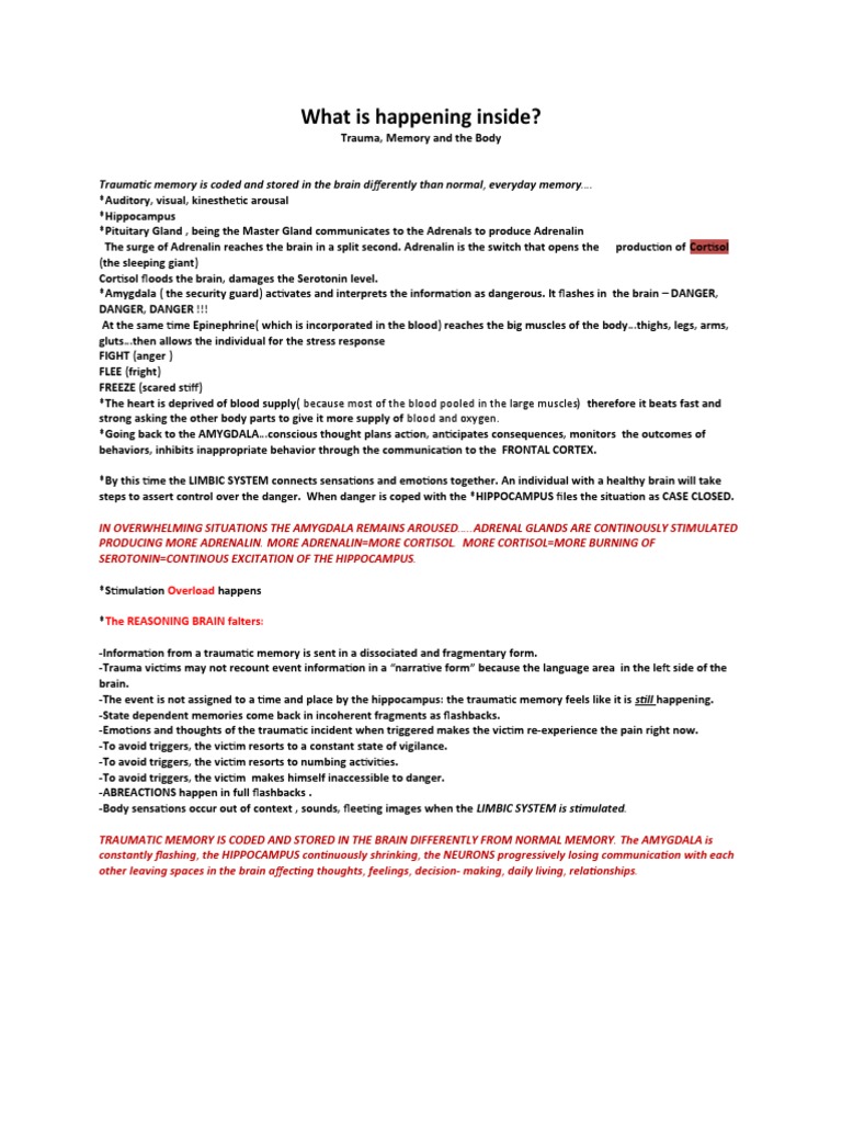 Trauma, Memory and The Body | PDF | Memory | Psychological Trauma