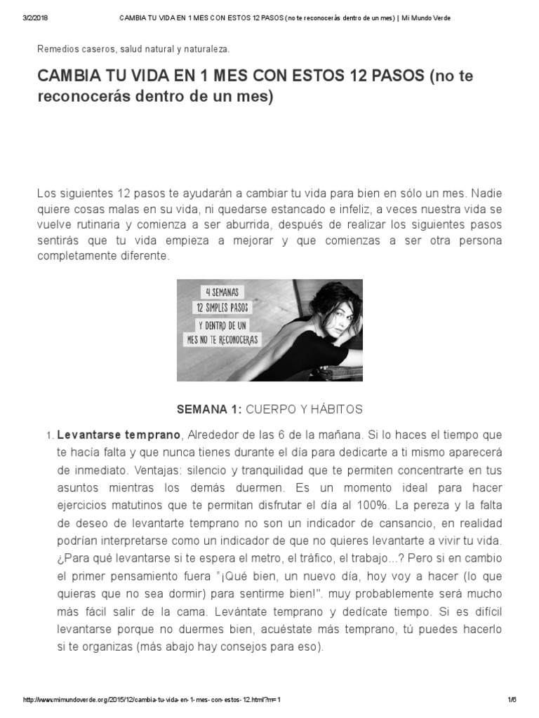 12 pasos para cambiar tu vida en un mes a través de hábitos saludables ...