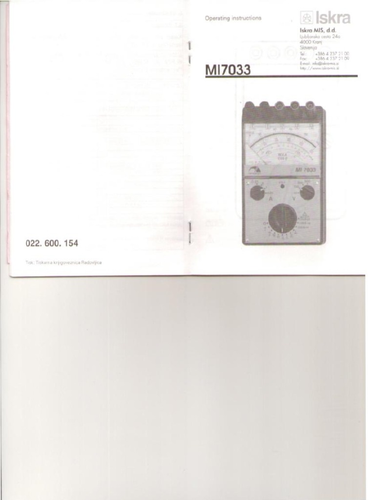 MI 7033 Power Meter Instruction Manual PDF