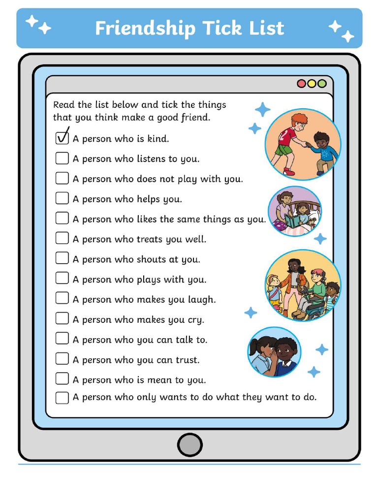 Friendship Tick List | PDF