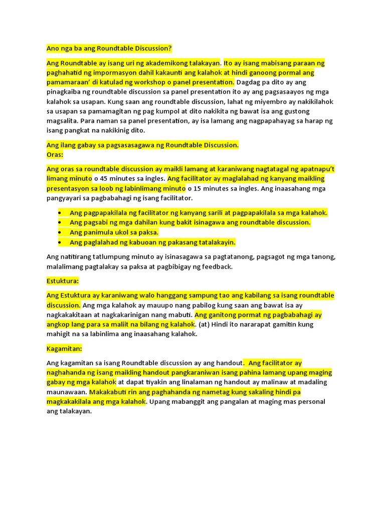 Ano Nga Ba Ang Roundtable Discussion - Not Script | PDF