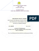 Okechukwu - PART TIME ADMISSION APPLICATION (PGDE)