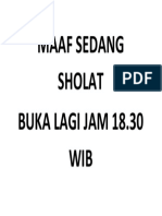 Maaf Sedang Sholat Buka Lagi Jam 18.30 WIB