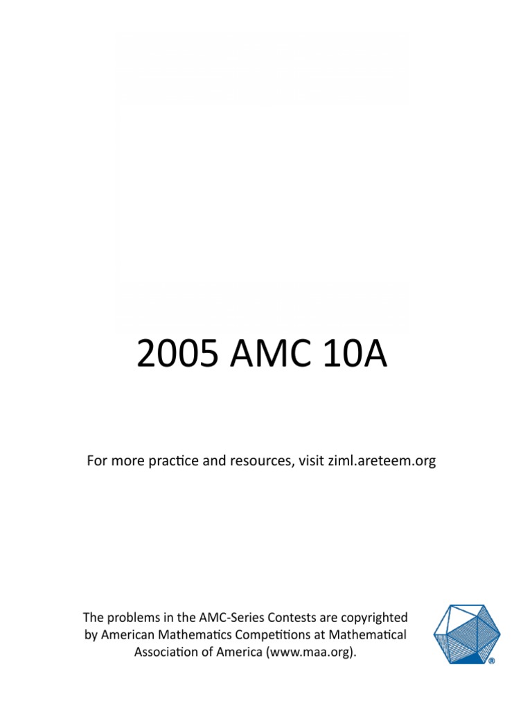 2005 Amc 10 A PDF Area Mathematics