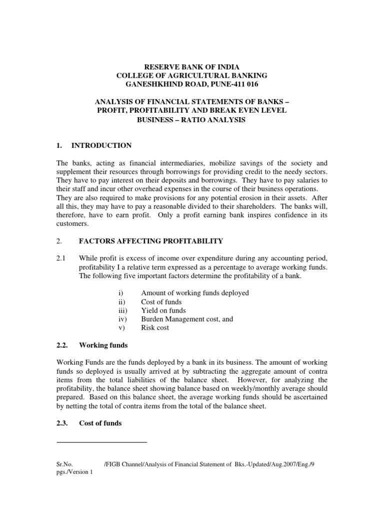 Analysis of Financial Statement of Banks-Updated | PDF