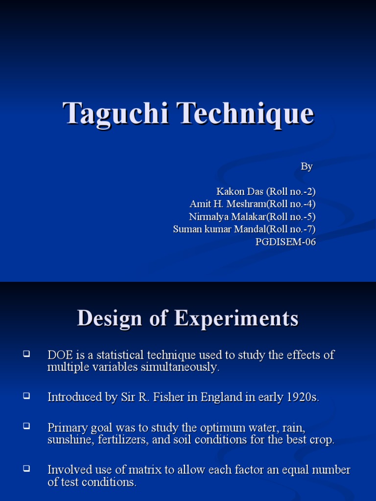 Taguchi Model-Isem | PDF | Experiment | Design Of Experiments