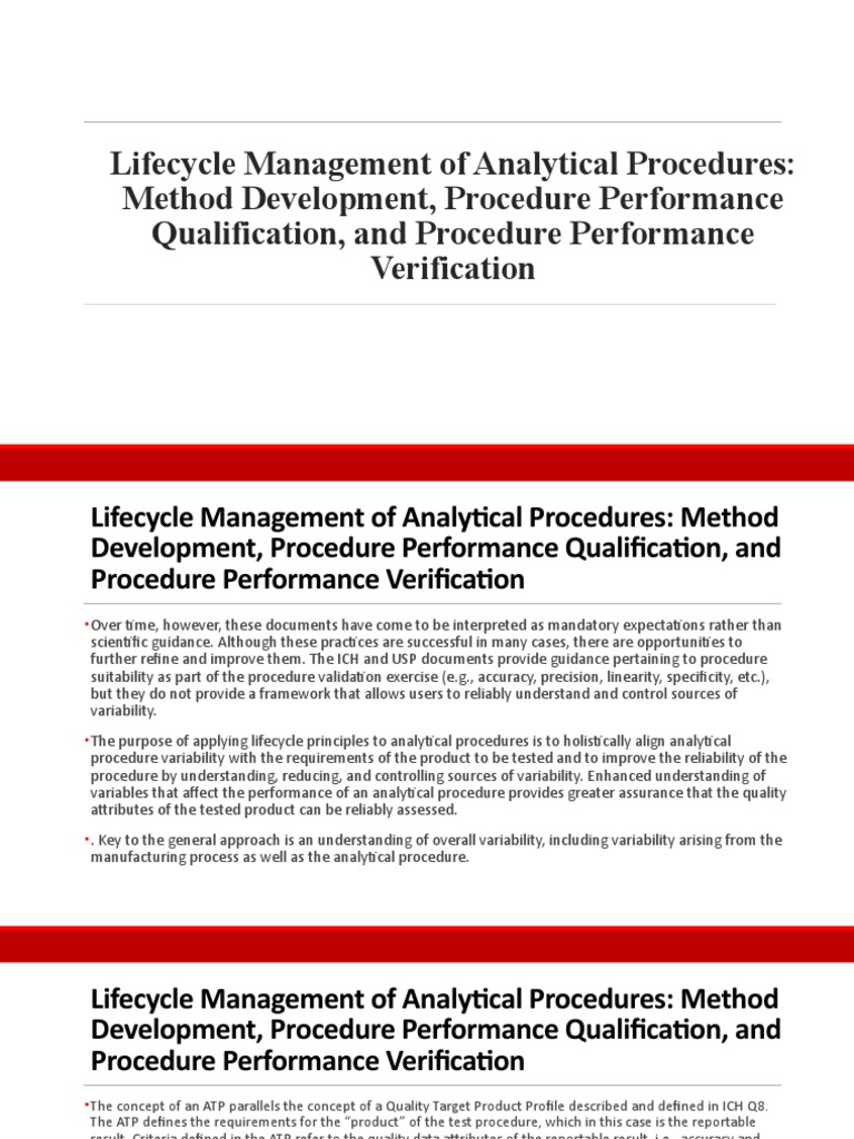 USPLifecycle Management of Analytical Procedures PDF Life Cycle