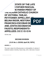 TESTATE ESTATE OF LATE REVEREND FATHER PASCUAL RIGOR.  PARISH PRIEST OF ROMAN CA