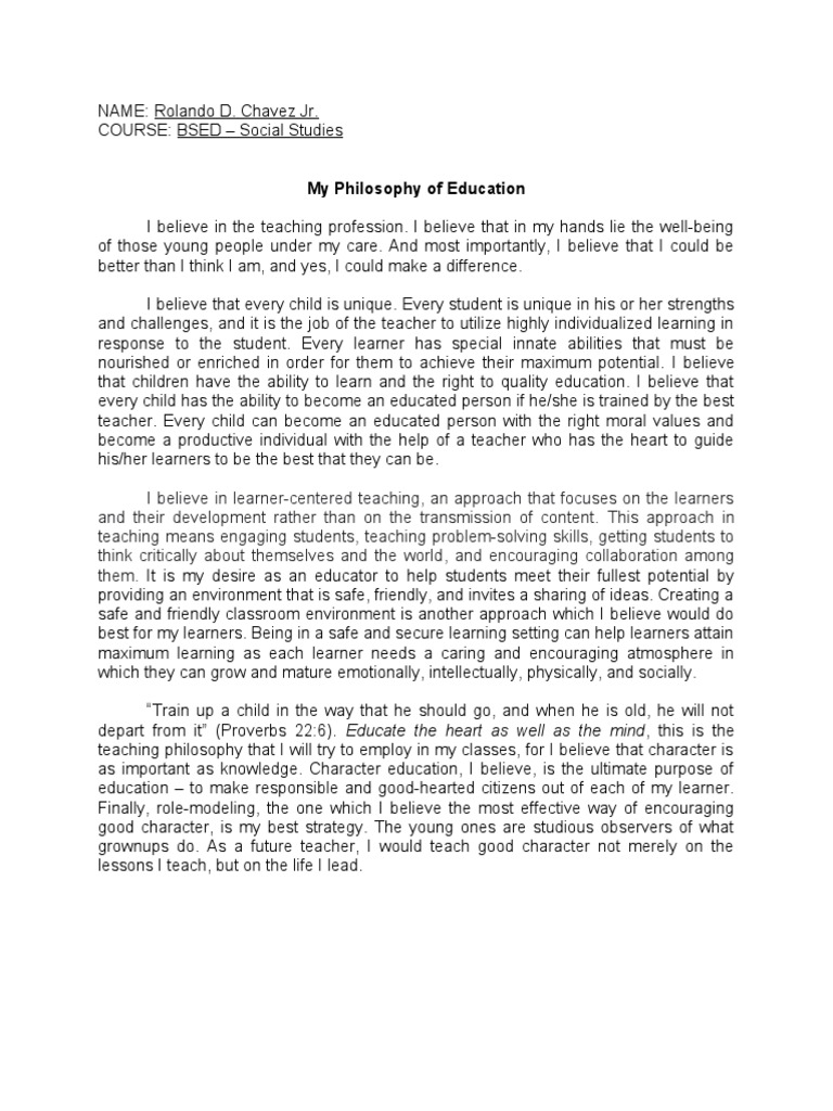 Philosophy of Teaching | PDF | Learning | Teaching Method