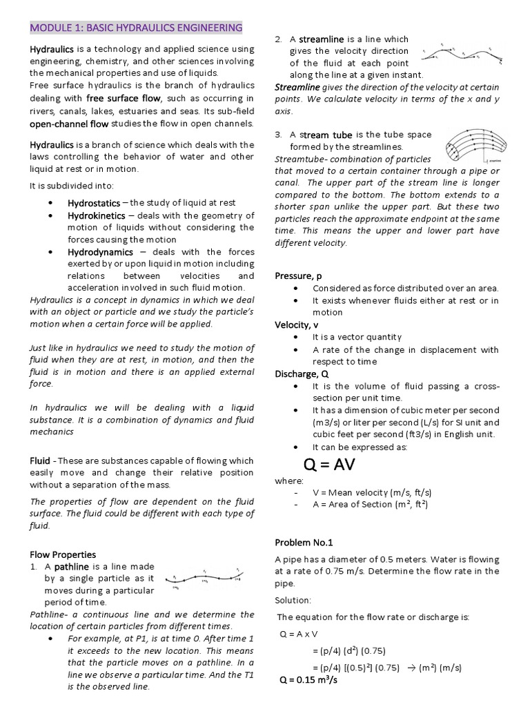 Basic Hydraulics Engineering Guide | PDF | Science & Mathematics