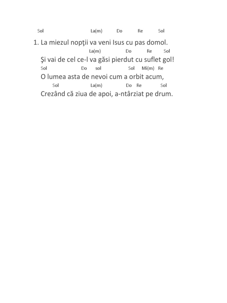 La Miezul Noptii Va Veni Versuri La Miezul Noptii Va Veni | PDF